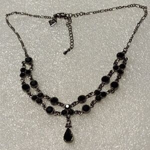 Cookie Lee signed Elegant Black gem Necklace